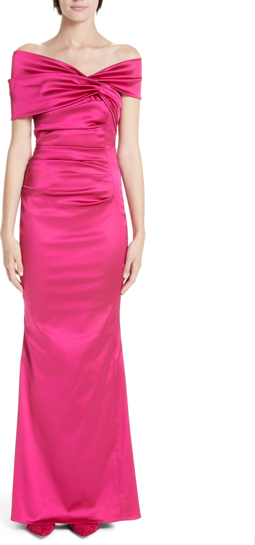 Talbot Runhof Off the Shoulder Duchess Satin Gown