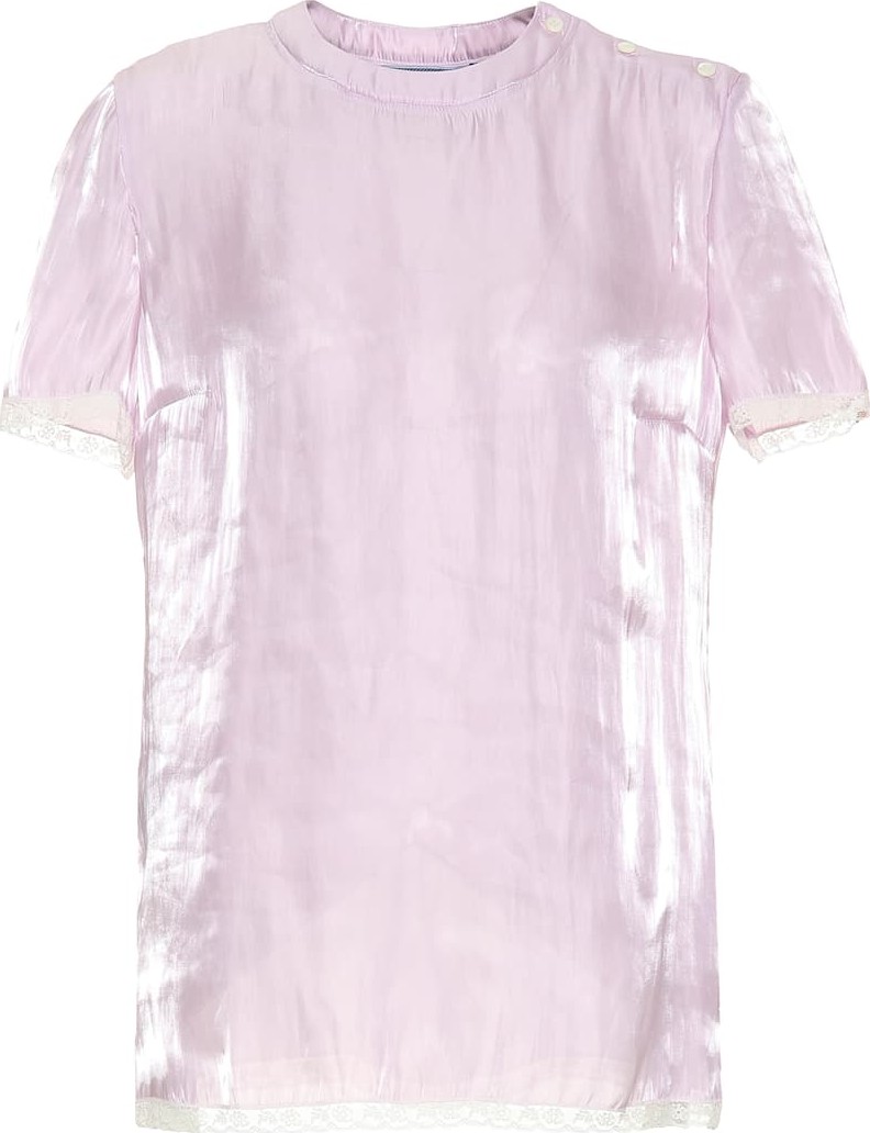 Prada Lace-trimmed silk charmeuse top