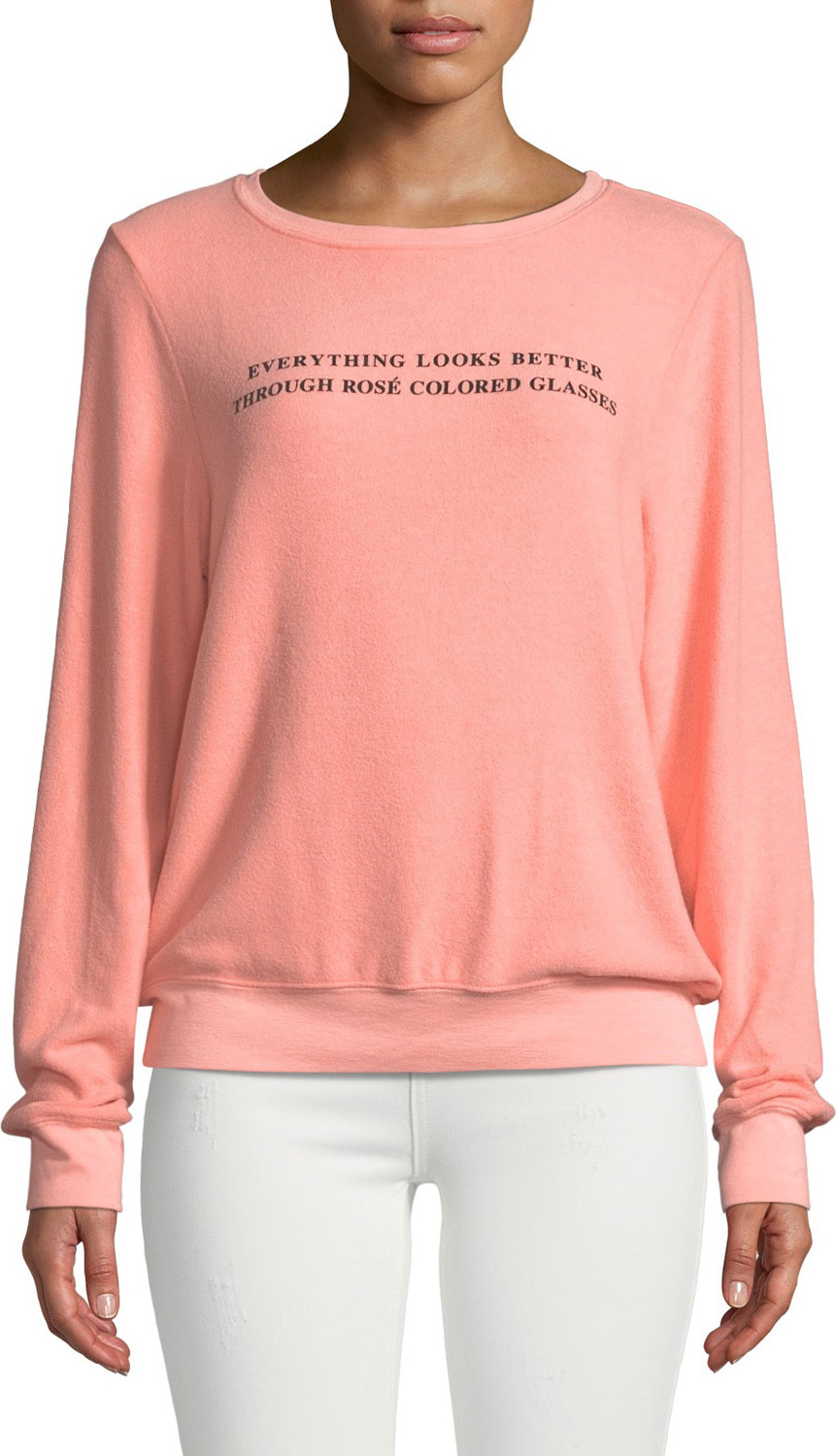 WILDFOX Rose Glasses Graphic Crewneck Sweatshirt