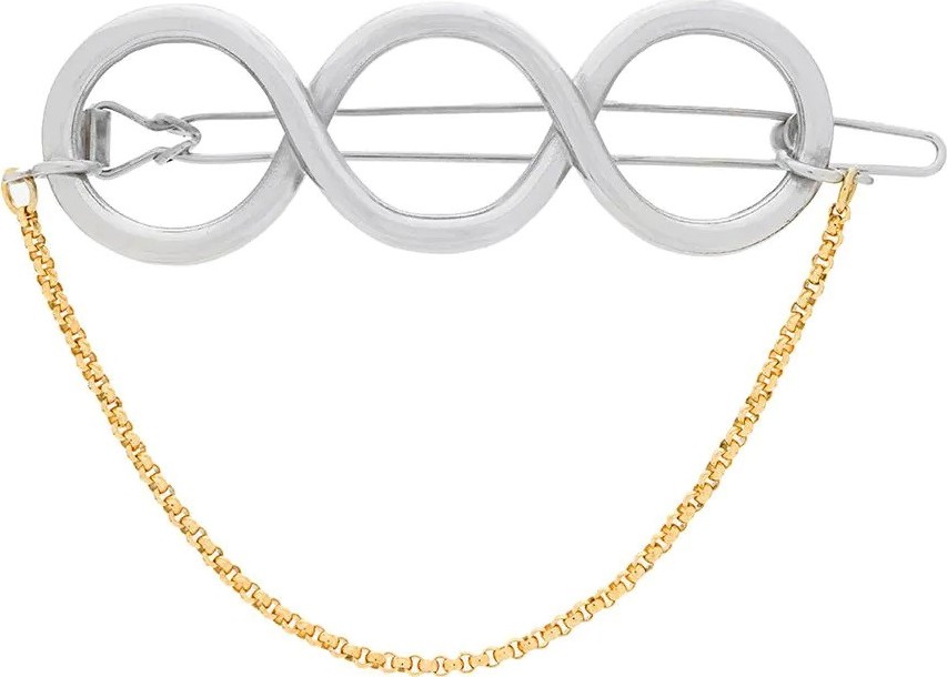J.W.Anderson silver twisted hair barrette with gold chain