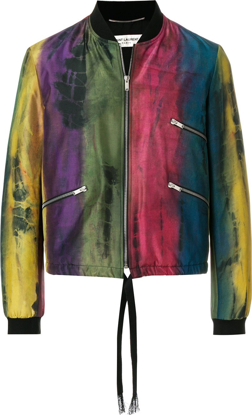 Saint Laurent Habotai Tie-dye Varsity jacket
