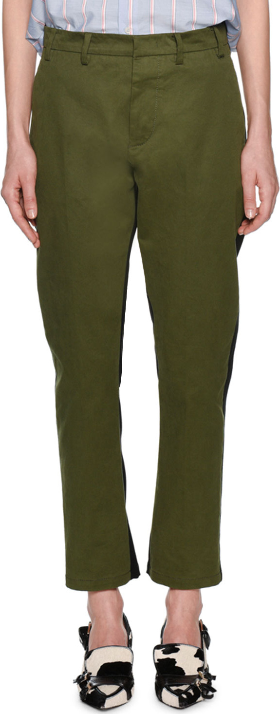 Nº21 Salvia Straight-Leg Ankle Pants with Stripes