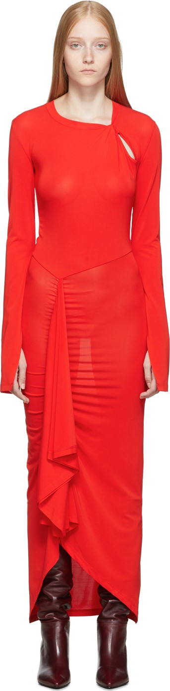 Unravel Red Open Sleeve Twist Dress