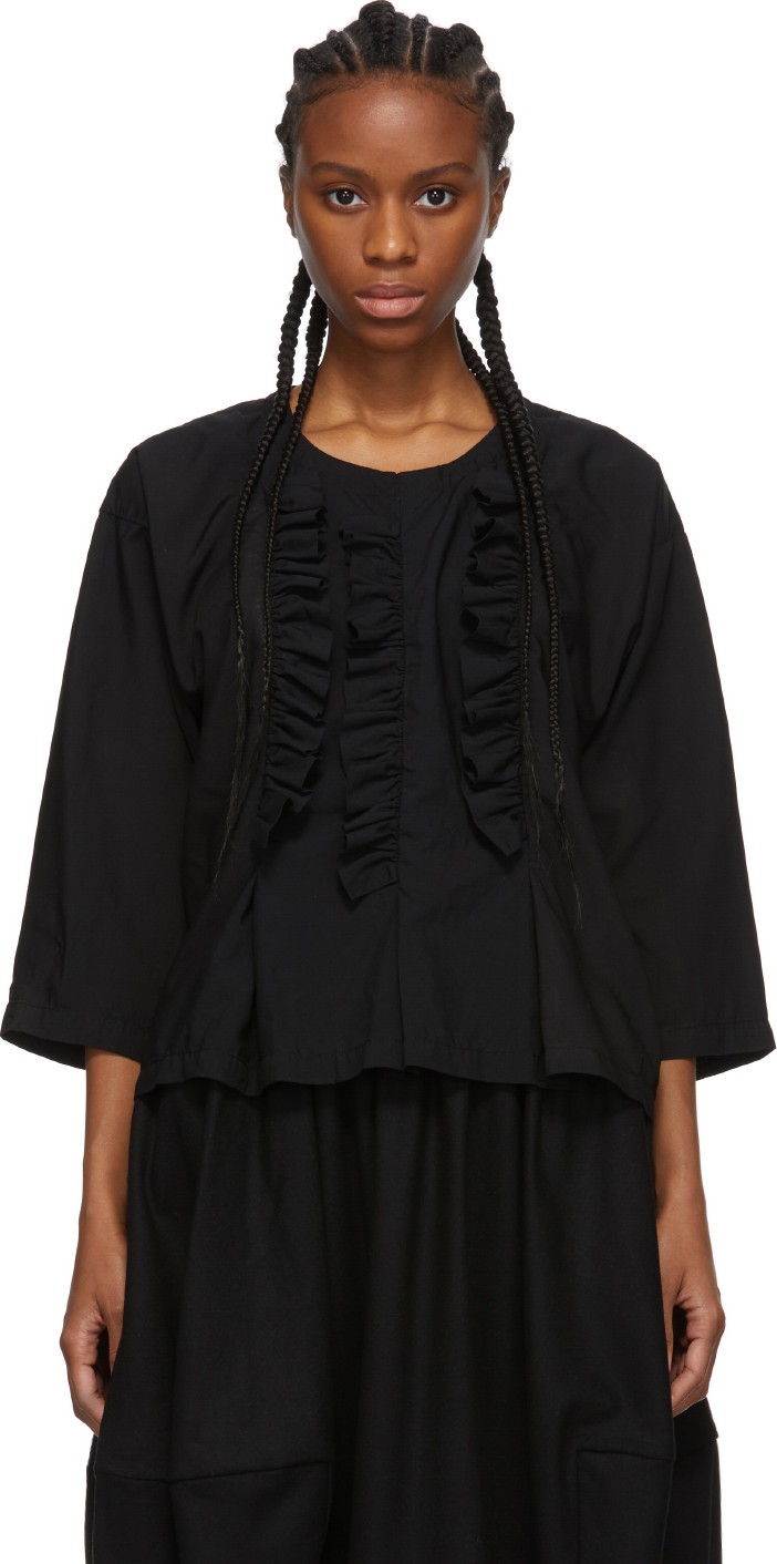 Comme Des Garçons Comme Des Garçons Black Three Ruffle Blouse