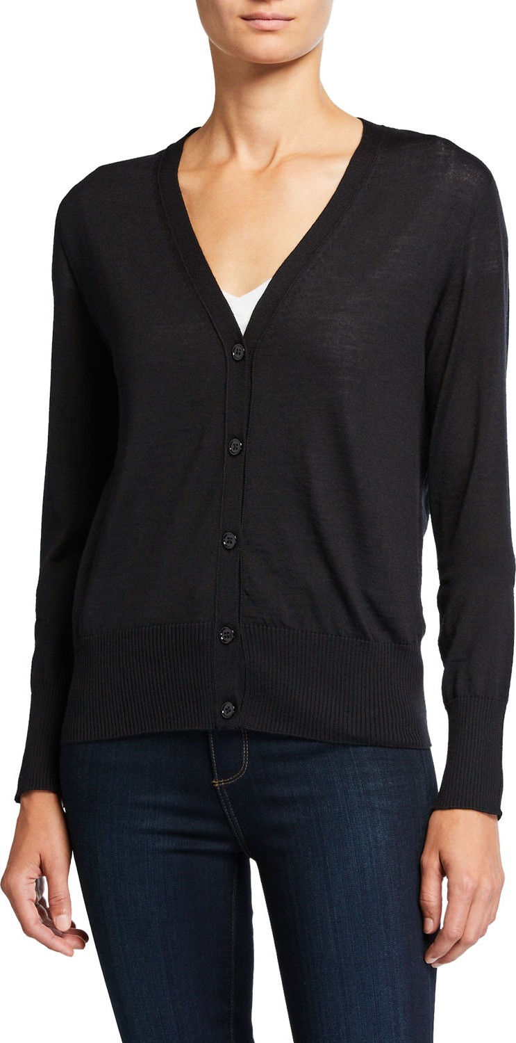 Majestic V-Neck Button-Front Long-Sleeve Cardigan