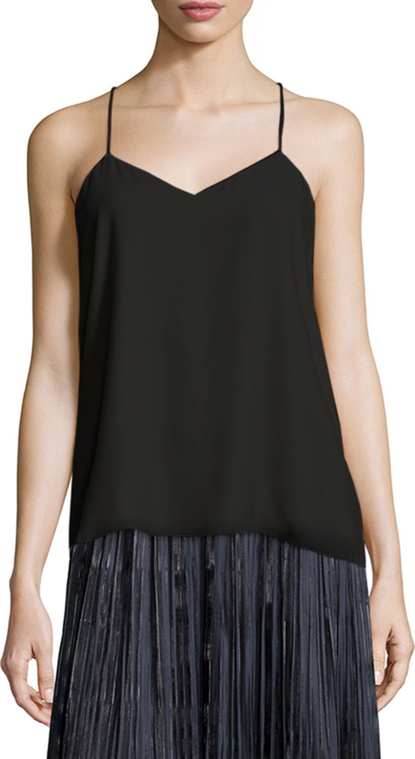 Tibi Chiffon Racerback Camisole, Black