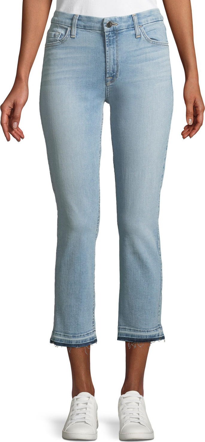 Jen7 Straight-Leg Cropped Released-Hem Jeans
