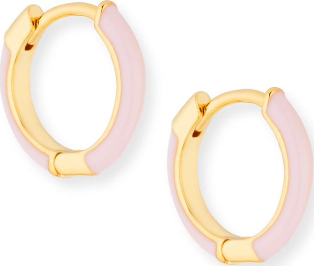 Tai Enamel Huggie Hoop Earrings, Pink