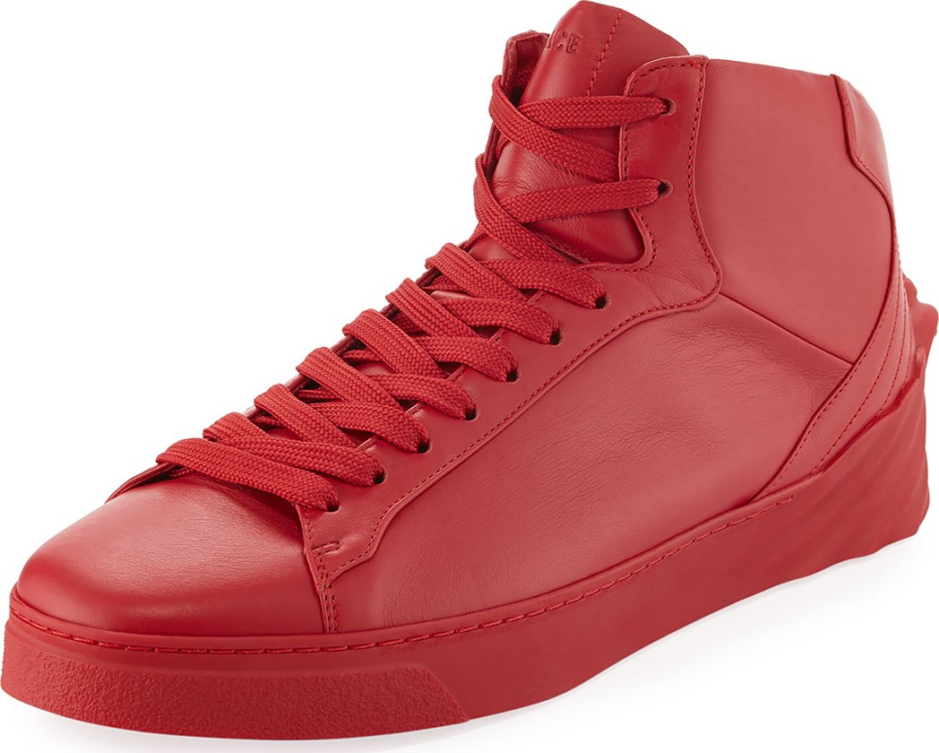 Versace Men's 3D Medusa Mid-Top Leather Sneakers