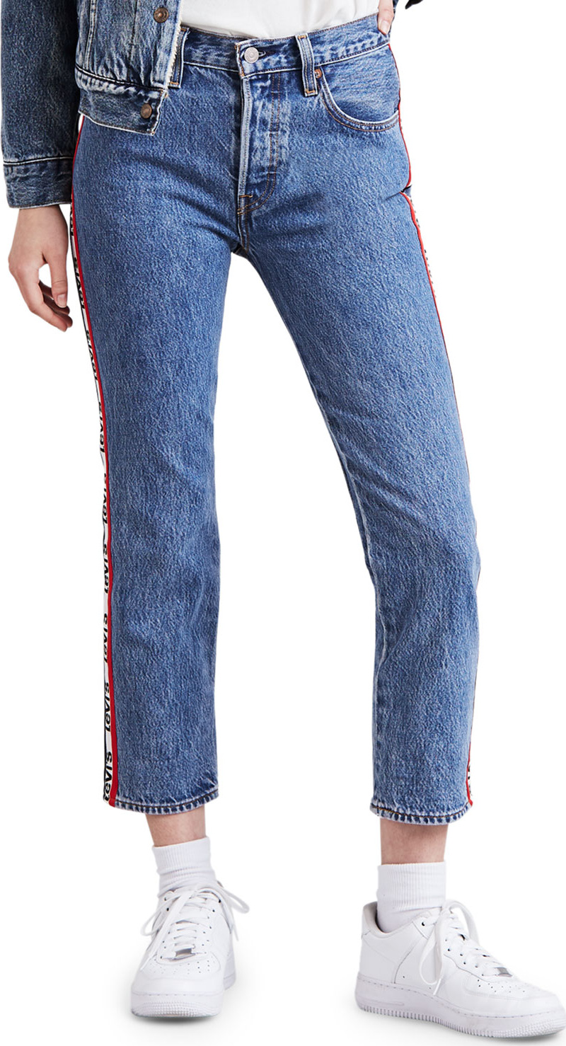 LEVI’S 501 Cropped Straight-Leg Jeans w/ Racer Stripes
