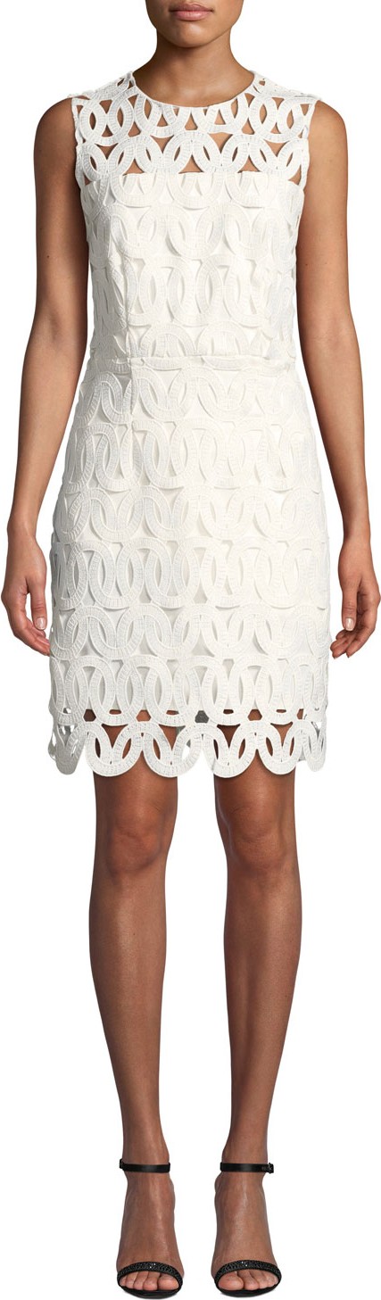 MILLY Sienna Embroidered Scallop Lace Dress