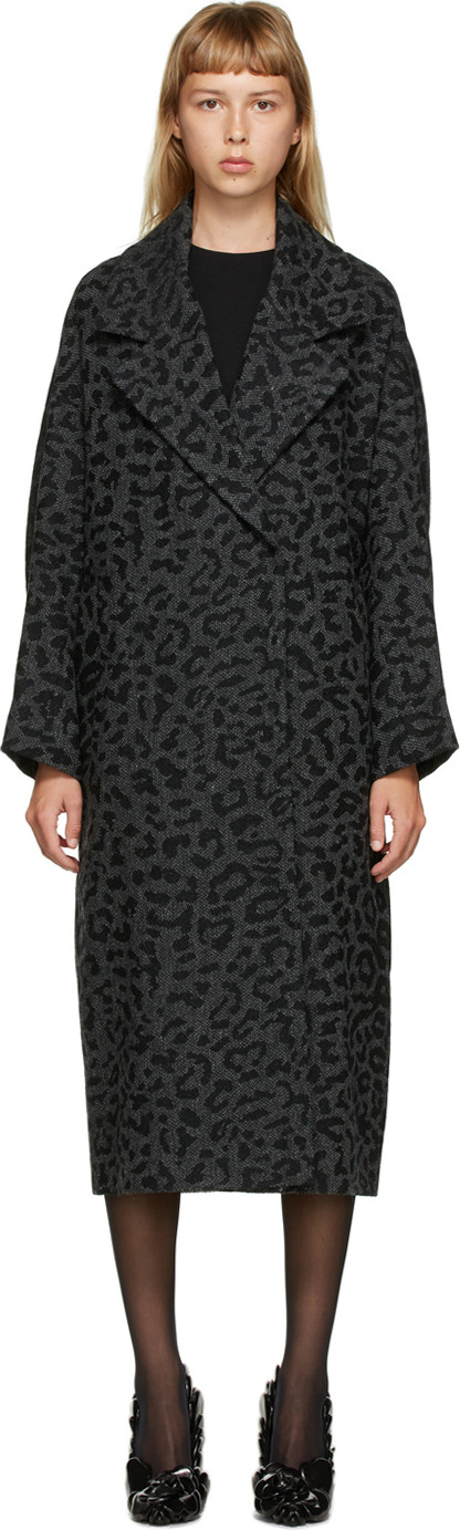 Valentino - Grey Wool Tweed Animalier Coat