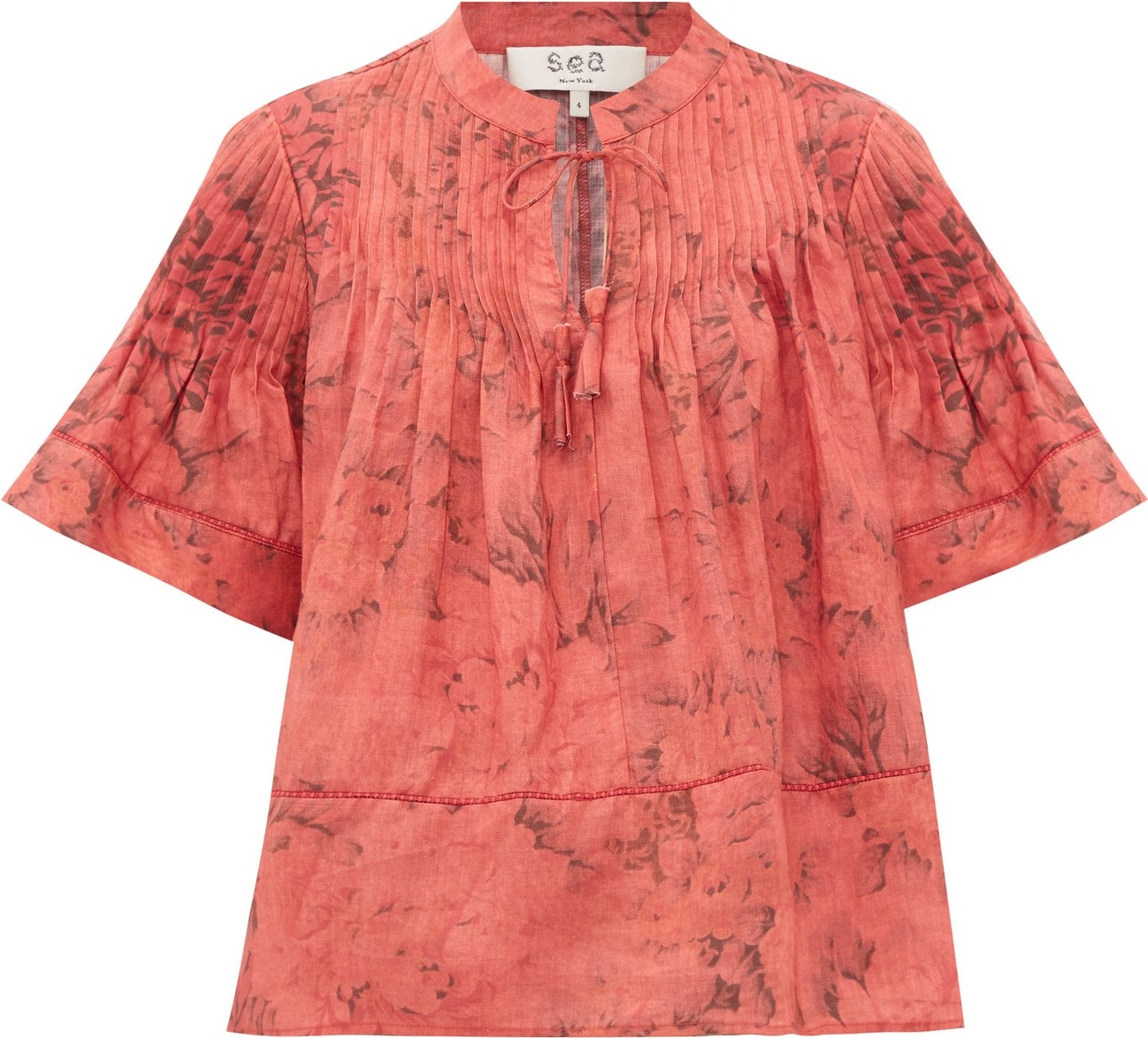 SEA Mimi pintucked voile top