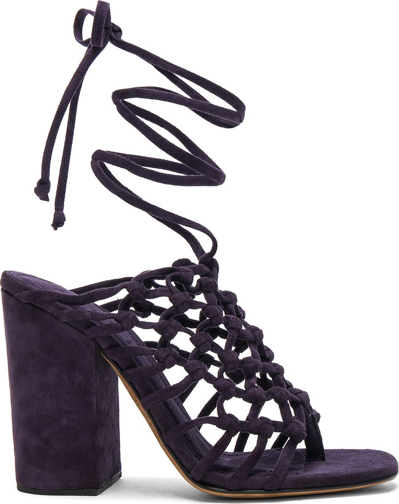 Alumnae Knotted Suede Wrap Block Heels