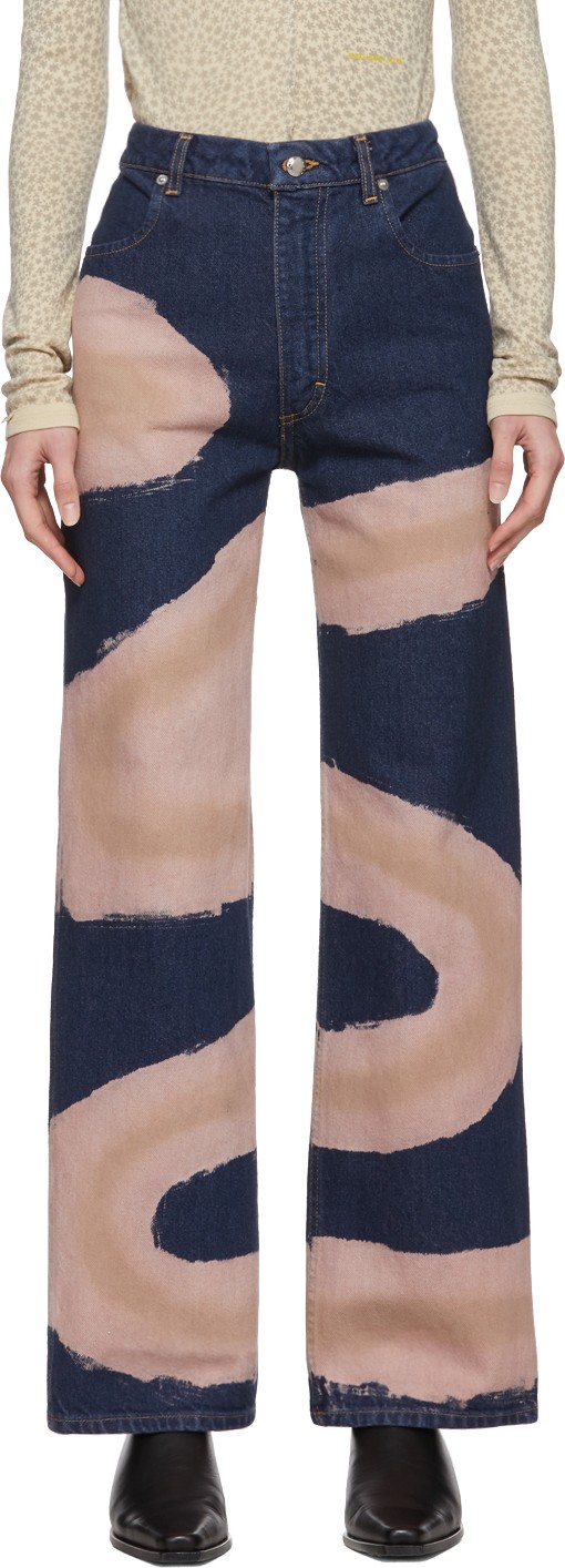 Eckhaus Latta Blue Wide-Leg Chemtrail Jeans