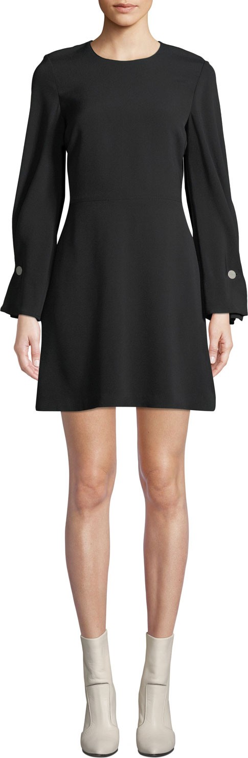 A.L.C. Bennet Long-Sleeve Mini Dress with Button Details