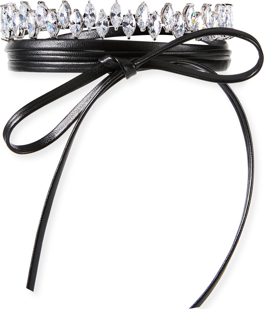 Fallon Monarch Jagged Crystal & Leather Choker, Clear