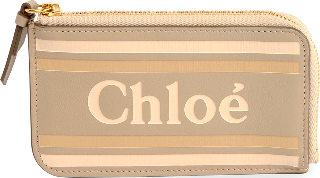 Chloe Zip Card Case with Logo and Striping