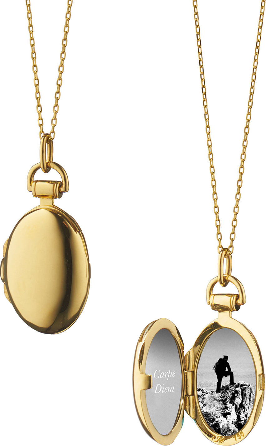 Monica Rich Kosann Anna 18k Gold Petite Locket Necklace, 17"L