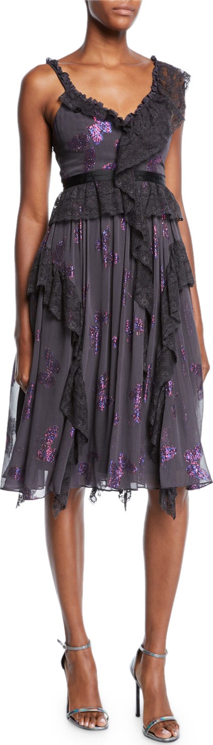 Needle & Thread Interstella Lace Ruffle Embellished Cocktail Dress