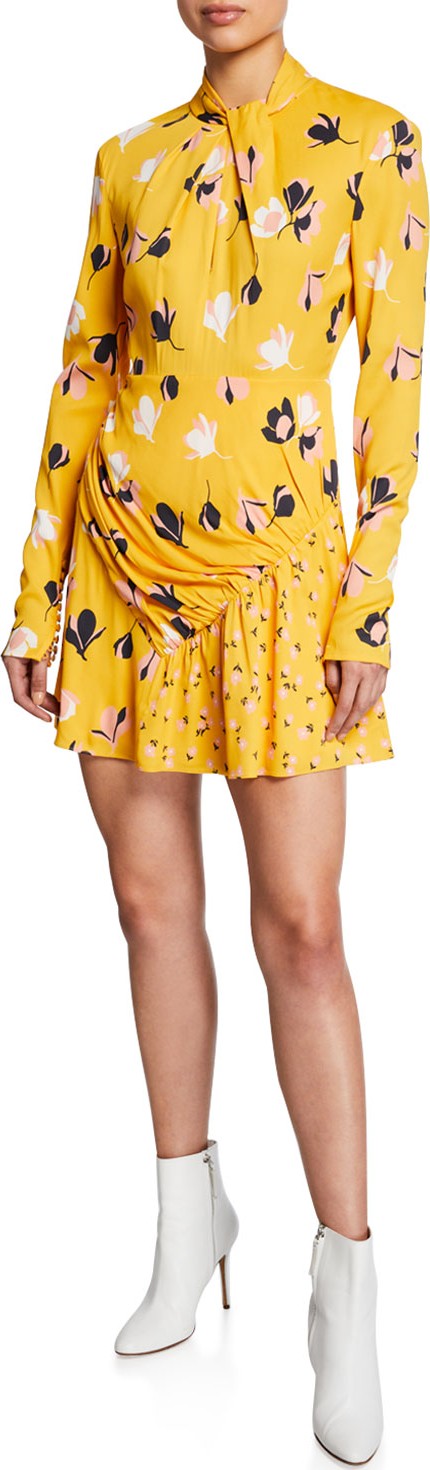 Self Portrait Floral Print Ruched Dress