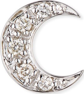 Sydney Evan 14k Pave Diamond Crescent Moon Single Stud Earring
