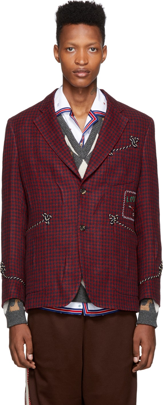 Gucci Navy & Red 'Cassandra' Blazer