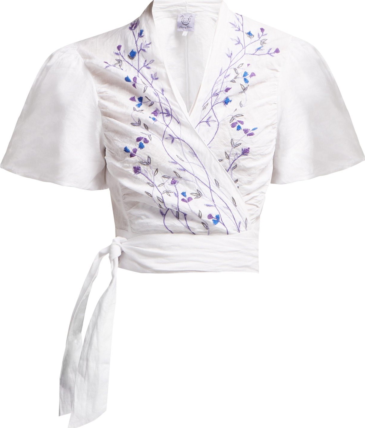 Thierry Colson Tamara Tree of Life embroidered wrap crop top