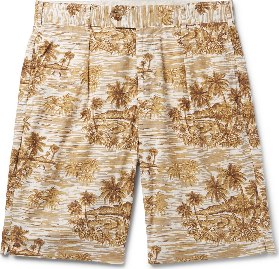 Engineered Garments Sunset Pleated Printed Cotton Shorts