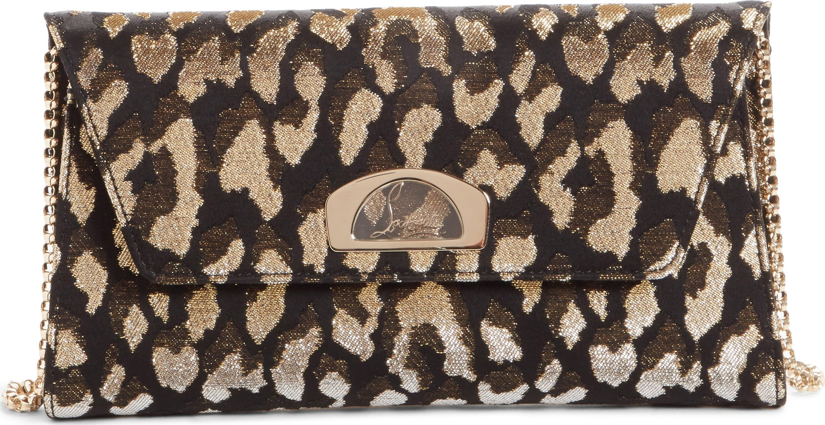 Christian Louboutin Vero Dodat Metallic Leopard Print Clutch