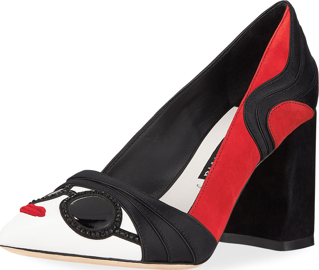 Alice + Olivia Dinorah StaceFace Block-Heel Pump