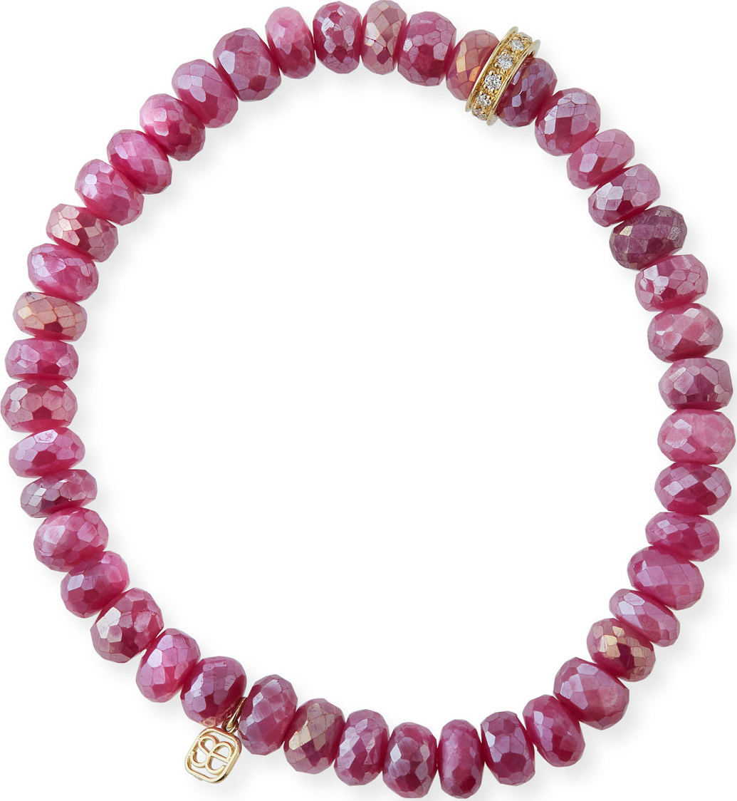 Sydney Evan 14k Diamond Rondelle Moonstone Bracelet