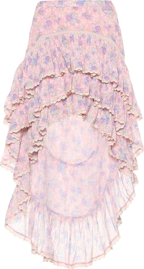 LOVESHACKFANCY Elle floral cotton gauze skirt