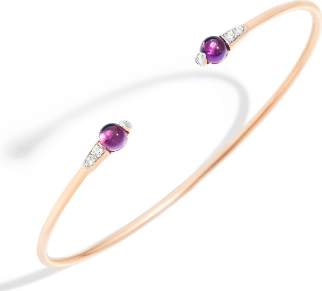 Pomellato 18k M'ama Non M'ama Bangle Bracelet w/ Amethyst & Diamonds