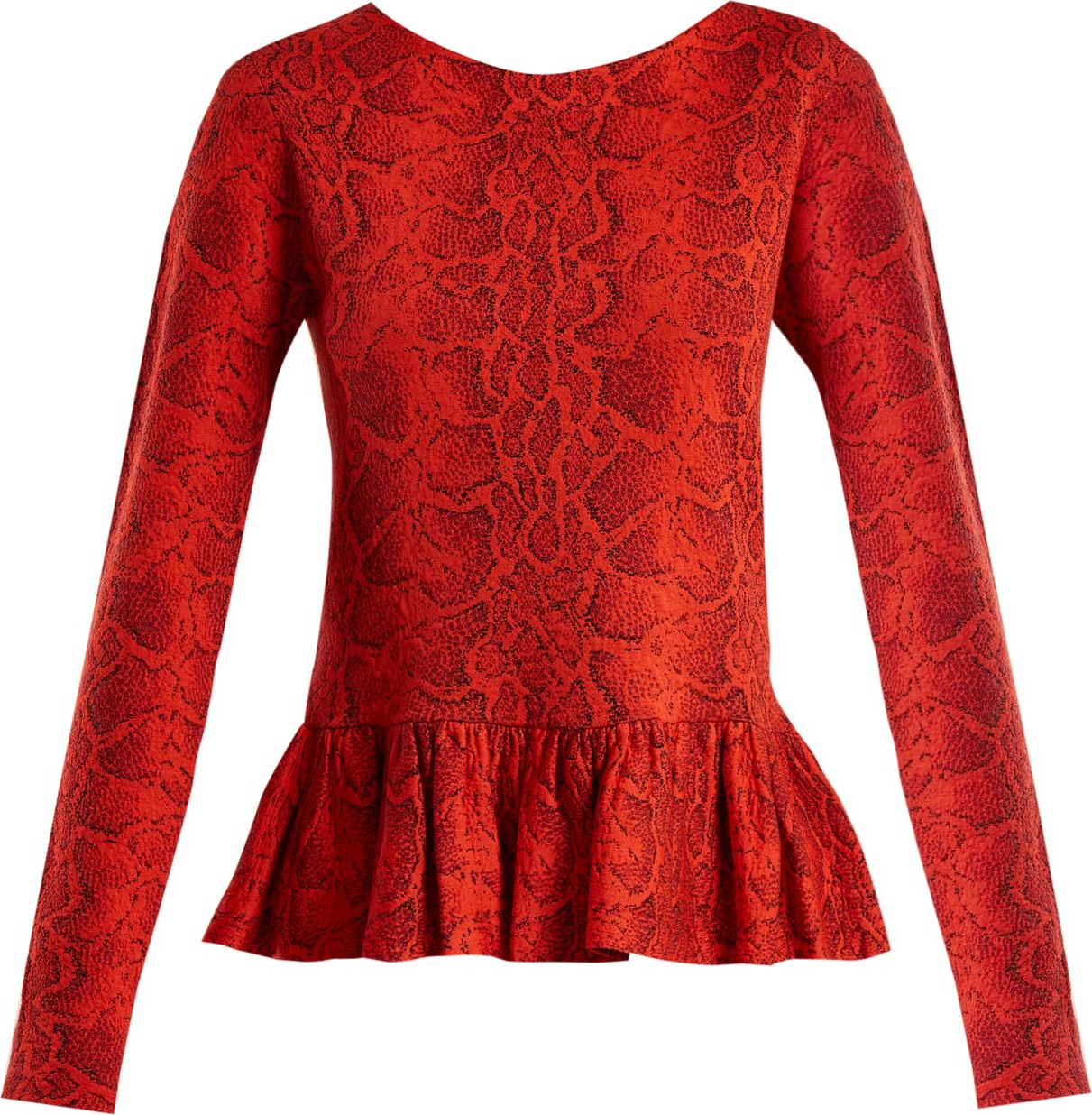 Chloe Python-jacquard ruffle-hem top