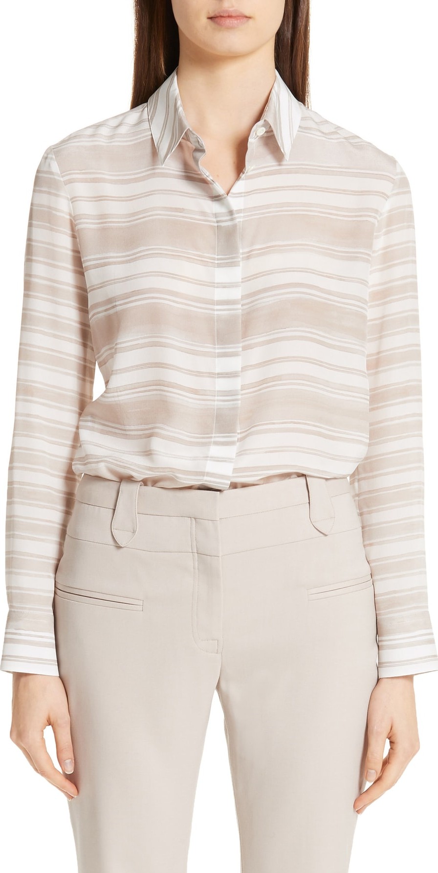 Altuzarra Sheer Stripe Silk Blouse