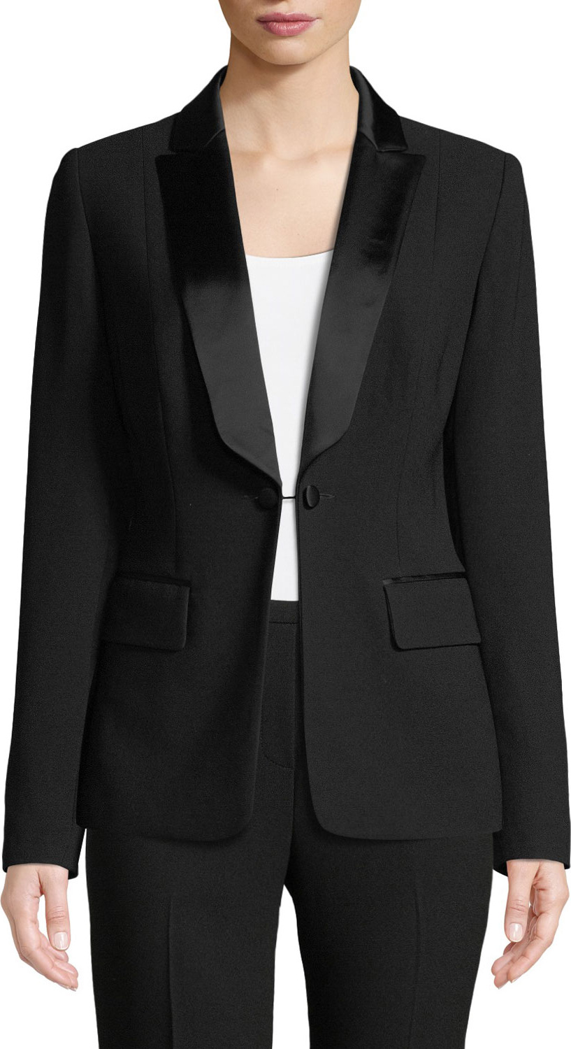 Elie Tahari Lorelei One-Button Tuxedo Jacket