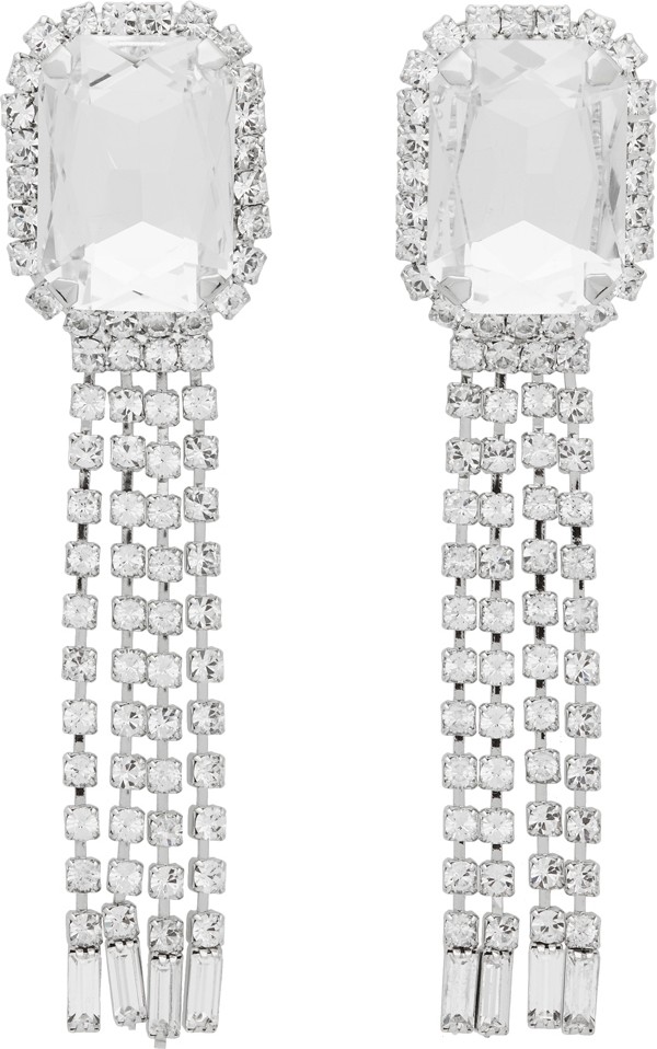 WANDERING Silver Crystal Chains Earrings