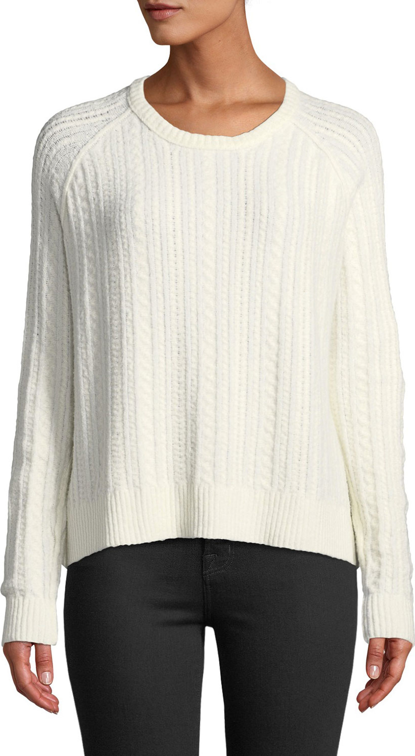 ATM Anthony Thomas Melillo Cotton-Blend Cable-Knit Crewneck Sweater