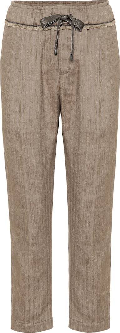 Brunello Cucinelli Cotton and linen cropped pants