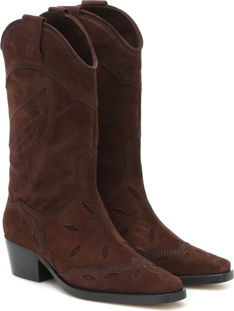Ganni High Texas suede cowboy boots