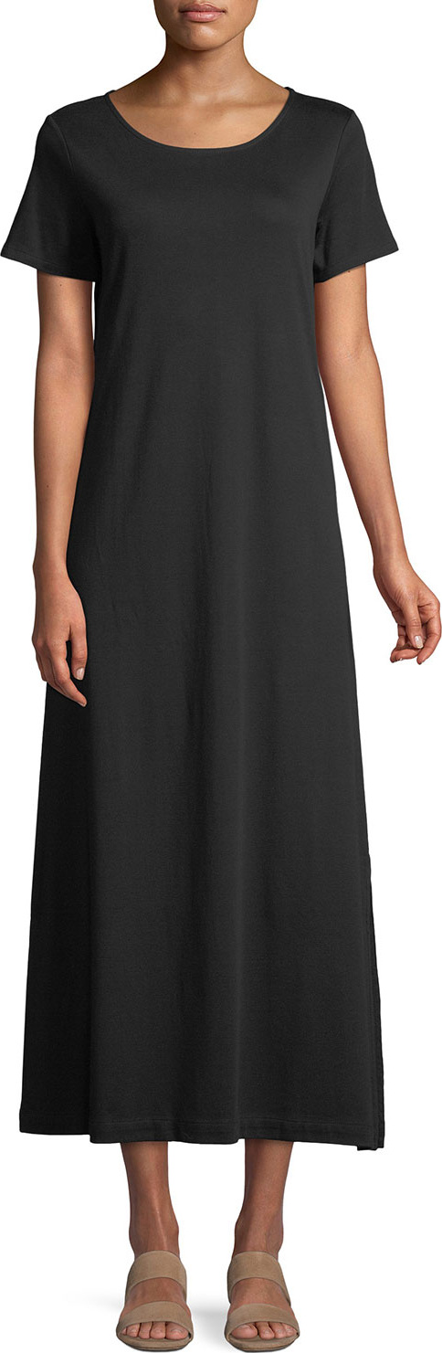 Joan Vass Short-Sleeve A-line Long Dress