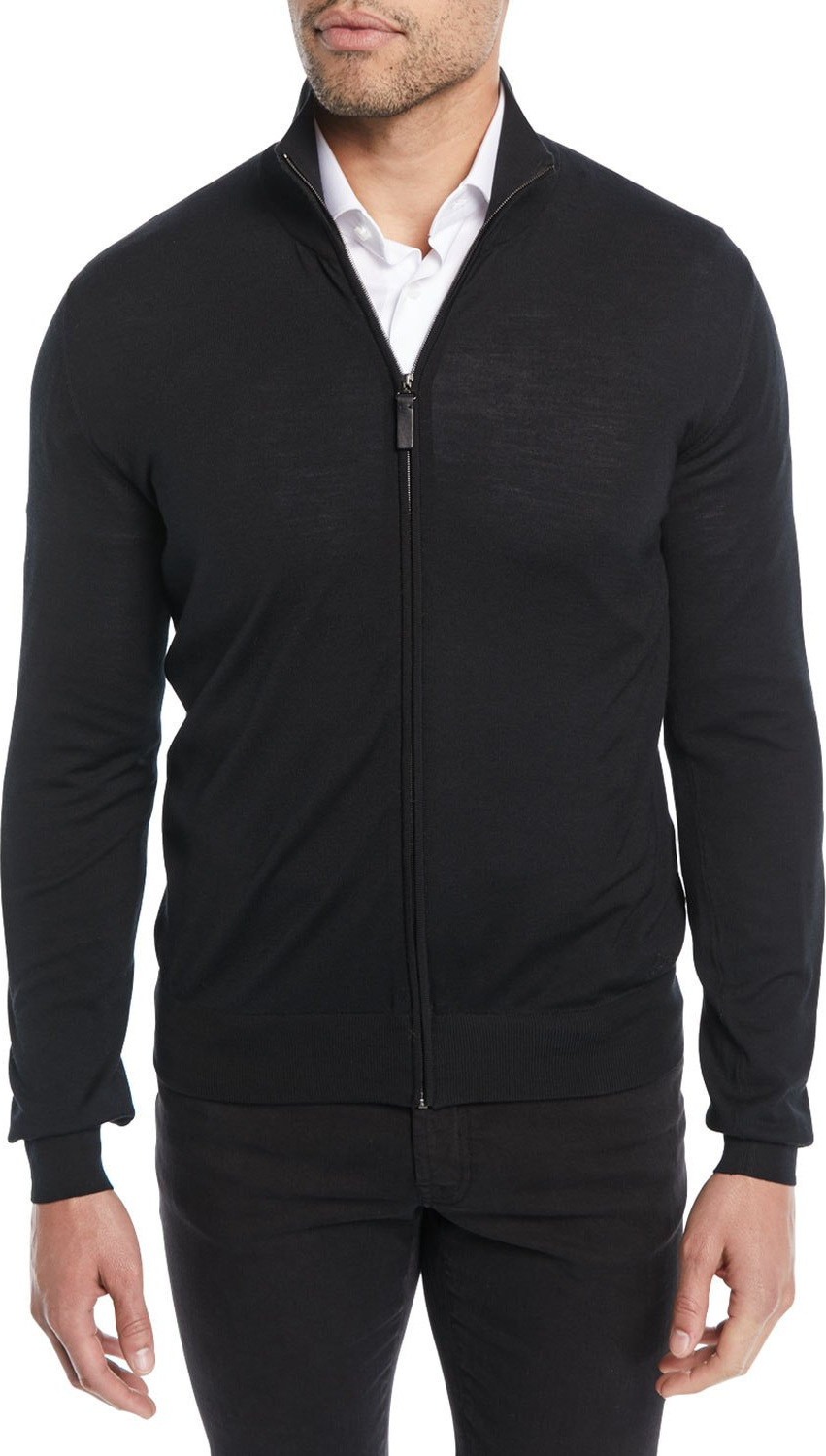 Brioni Men's Wool Zip-Front Sweater