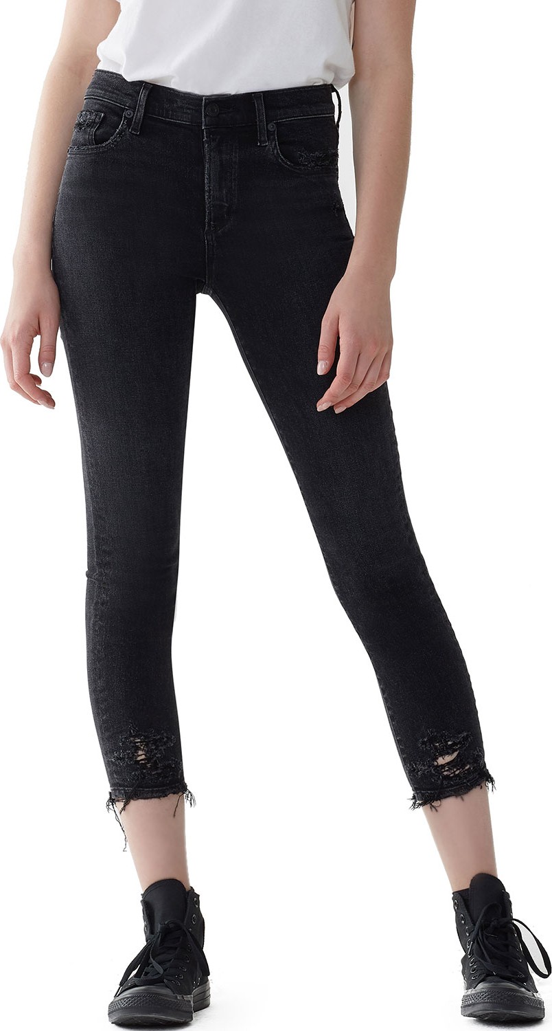 Agolde Sophie High-Rise Cropped Skinny Jeans with Frayed Hem