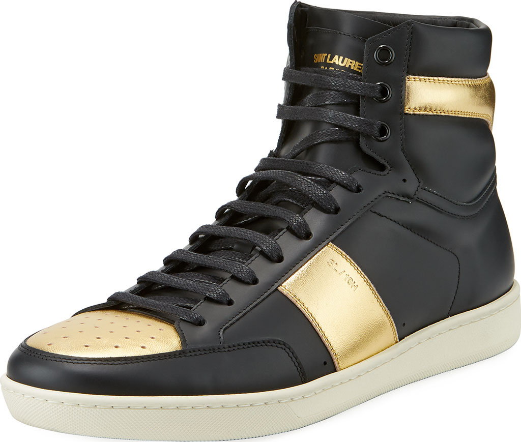 Saint Laurent Men's Metallic High-Top Sneaker