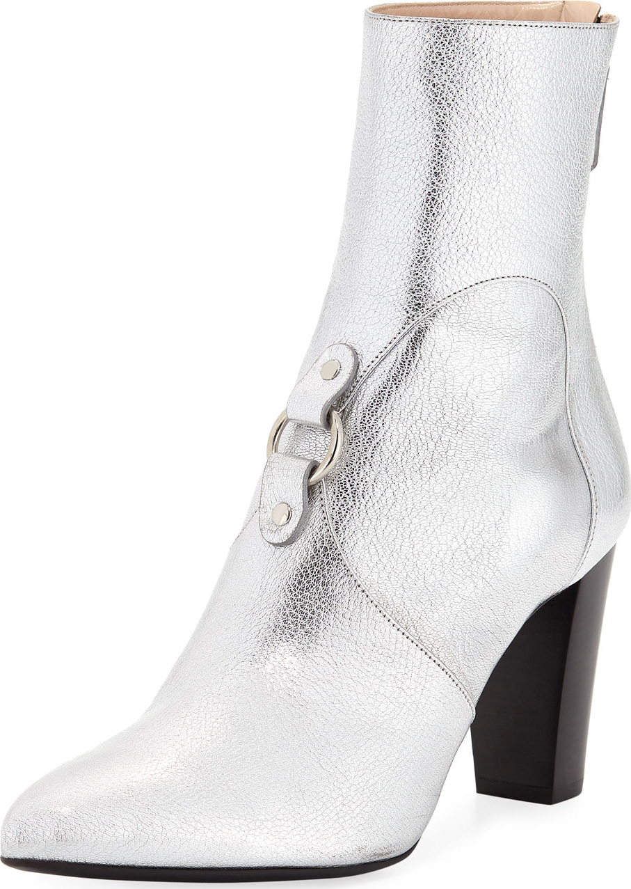 Altuzarra Lucy Harness-Covered Metallic Leather Booties