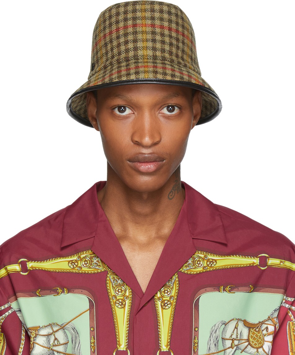 Gucci Beige Plaid Bucket Hat