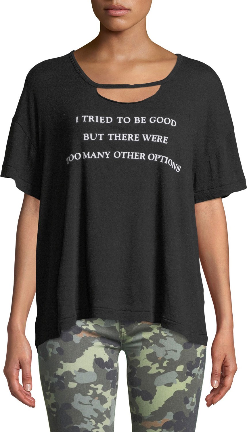 WILDFOX Tried To Be Good Slashed Graphic Tee