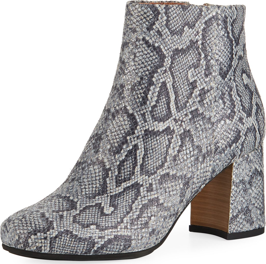 Gentle Souls Troy Printed Leather Block-Heel Booties
