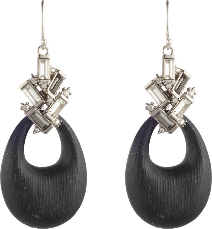 Alexis Bittar Crystal Baguette Cluster Drop Earrings, Black